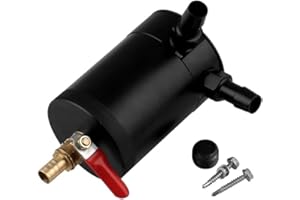 DollaTek Alto Tubo de Escape de Doble Paso Pulido Negro Tanque de Aluminio del automóvil con Deflector con Filtro de Aire para la recuperación de Aceite Usado Tanque de refrigerante de Aluminio