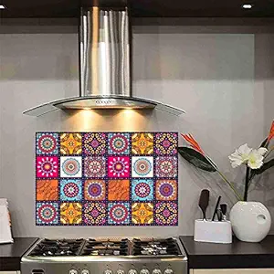 Wall Attraction Portuguese tiles Oil/Waterproof Self Adhesive Colourful PVC Kitchen Sticker/Wallpaper/Poster Size - 72X45 CM