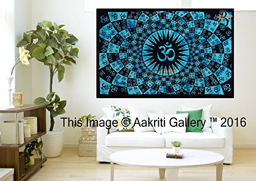 Tapisserie Single türkis Full OM Wandteppichen Art Decor Mandala Hippie Wohnheim 213,4 x 139,7 cm aakriti Galerie