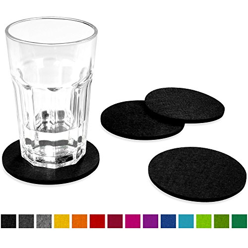 FILU Filzuntersetzer rund 8er Pack (Farbe wählbar) schwarz - Untersetzer aus Filz für Tisch und Bar als Glasuntersetzer / Getränkeuntersetzer für Glas und Gläser