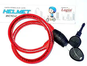 ALONE POWER Login Steel Wire Helmet Safety Cable Lock 2 Reversible Molding Keys BLACK and RED