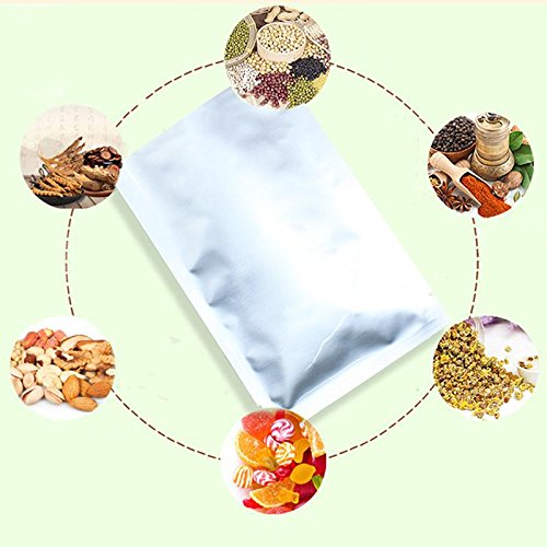 attachmenttou 50Pcs Silver Aluminum Foil Package Bag Home Sealer Food Kitchen Storage Pouches