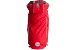 GF Pet Reversible ElastoFit Raincoat - Regenjacke- wasserdichte Hundebekleidung- Größe 2XL Hundemantel Rückenlänge 61cm- Rot