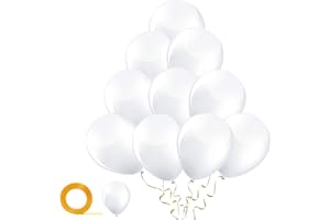 Yiran White Balloons - Pack of 30 Latex 12" Inch with 1pc Balloon Spare and 1pc Ribbon, Decorations for Birthday Parties, Weddings, Anniversaries and Celebrations