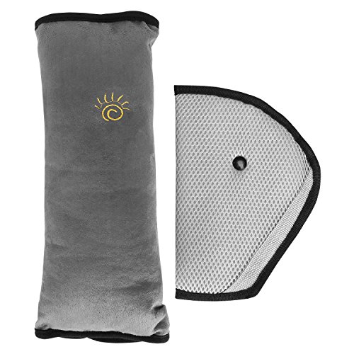 Preisvergleich Produktbild YOHOOLYO Kinder Auto Sicherheitsgurte Schlafkissen Nackenstütze für Kinder Schulterkissen und Sicherheitsabdeckung Grau