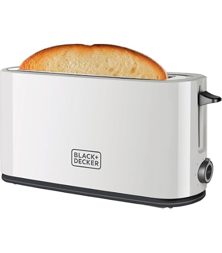 Grille-Pain Braun Breakfast HT1110WH - Fente Extra Longue 25 Cm, 8 Niveaux De Grillage, Réchauffer & Décongeler, Blanc - Toasts Parfaits