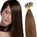 Yotty Double Drawn Remy Human Hair Extensions Pre-Bonded Keratin U Tip Nail Tip Hair 1g/s (18Inch50S, Dark Brown)