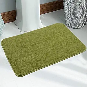 SARAL HOME EASY LIVING Green Soft Microfiber Anti-Skid Bath Mat (40X60 cm)