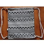 Samgoo Segeltuch Rucksack Gym Sack Turnbeutel Beutel Sportbeutel,Geometrische Muster totem Baumwolle linen Turnbeutel Tasche Tüte Rucksack Hipster für Reisen /Sport (Schwarz und weiß 01) -