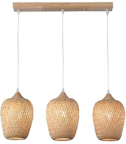 LEDKIA LIGHTING - Suspension Rotin Kathu Manyoya | Design élégant | Compatible Ampoules E27 (non Incluses) | Câble Réglable, Naturel, Rotin