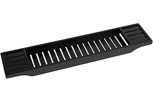 Almineez Luxury Bamboo Wood Bath Tub Caddy Rack Tray, Water Resistant Bathroom Shelf Tidy Tray Storage Shelf Organiser (Black)