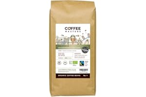 Coffee Masters Colombian Organic Coffee Beans 1kg - Fairtrade, Single Origin, 100% Arabica, Light Roasted Whole Bean Ideal for Espresso Machines - Great Taste Award Winner