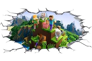 IOSCDH Min-ecraft Stickers Décorations Murales, Min-ecraft Muraux Autocollants, Cartoon 3D Muraux, Sticker Créatifs Amovible Muraux Autocollants,pour Enfants Décor Cartoon Chambre Produit (40 * 80cm)