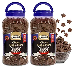 Swad Choco Magic Stars Breakfast Cereal (Children Cereal Wholegrain Chocolate Chocos Moons and Stars Snack) 2 Jars, 650 g?