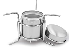 Famgee Portable Outdoor Mini Stainless Steel Ultralight Liquid Alcohol Stove Burner Furnace with Rack Support Stand for Backpacking Picnic Hiking Camping Survival