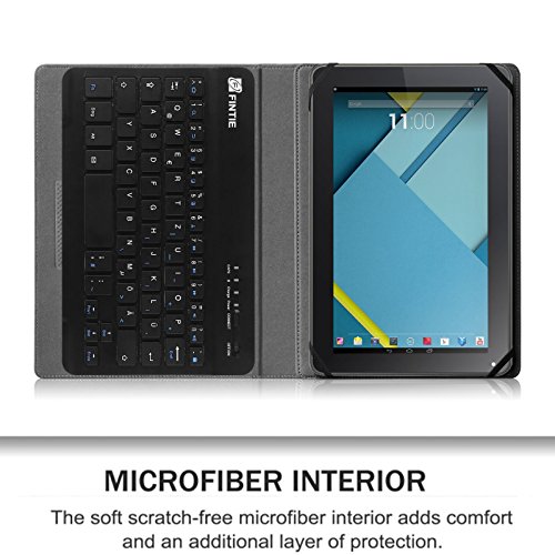 Fintie Deutsche Tastatur Keyboard Hülle Case für Universales 9-10 Zoll Android Tablet, Hochwertiges Kunstleder Folio Tasche Schutzhülle Cover mit Deutsche Abnehmbare Bluetooth-Tastatur für Samsung Galaxy Tab 3 10.1 / Galaxy Note 10.1 2014 Edition, Medion Lifetab X10302 X10301, ACEPAD A96 10 Zoll (9.6″), Artizlee 10 Zoll (10.1″) Tablet, ACEPAD A101 / A121, XIDO Z120 / X111 / X110 10.1″, Lenovo TAB 2 A10-70 / A10-30, Lenovo ab 3 10 Plus und Andere Android Tablet PC, Marineblau - 3