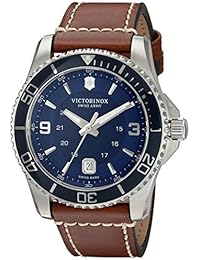 Victorinox de hombre 'Maverick' Swiss Quartz reloj Casual de cuero y acero inoxidable, color: marrón (modelo: 249106)