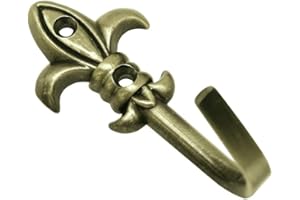 GARDINIA Ganchos decorativos para cortinas y visillos, Ganchos para atornillar, Lilie, 2 piezas, Longitud: 5,5 cm, Metal, Latón bruñido