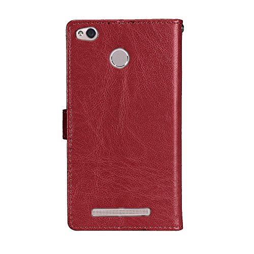 Qiaogle Tel  fono Case - Funda de PU Cuero Billetera Clamshell Carcasa Cover para Xiaomi Redmi 3S  5 0 Pulgadas  - DK05   Marr  n Moda Elegante estilo