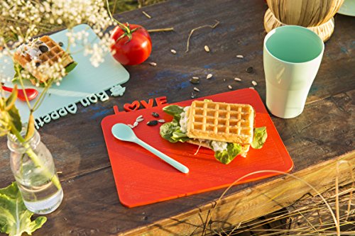 koziol Frühstücksbrettchen Happy Board Love, Kunststoff, solid himbeer rot, 19,3 x 24,7 x 0,5 cm - 2