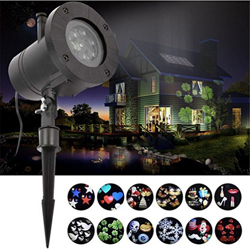 Preisvergleich Produktbild HAPPYMOOD Projektion Lampe Rasen Dekoration Licht Scheinwerfer Wasserdicht Landschaft Rotierend Fee Beamer Licht Für Weihnachten Draussen Dekoration