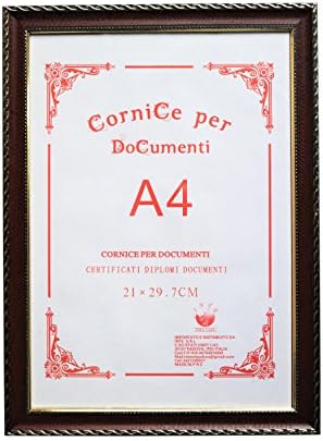 GUTEINTE A4 Certificate Photo / Frame Wall, Document Frame 21 x 29.7 cm - Passepartout for Photo 15x20 cm Included - Modern and Elegant (Brown)