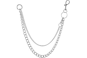 MOLIMOLI Catena per pantaloni hip hop nera, catena punk gotica, accessori emo grunge, catena per pantaloni uomo/donna, catena scheletro per abbigliamento grunge, portachiavi punk, taglia unica