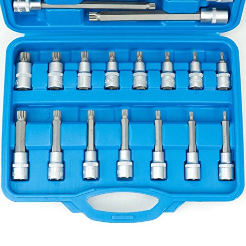 Innen Nüsse Werkzeug Set 26-tlg. Vielzahn Steckschlüssel Satz Nuss lang SN1836 - 3