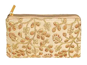 Kuber Industries Embroidery Women Hand Purse Wallet For Party, Wedding, Dating (Cream) (HS39KUBMART022028)