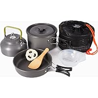 Cozywind Camping Kochgeschirr Set 2-3 Personen Hiker Camping Kochgeschirr Töpfen aus Leicht Aluminium 10 tlg…