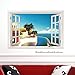 Sucis 3D Window Beach Scenery Removable Wall Art Sticker Decal Home Kid Room Decor by Sucis