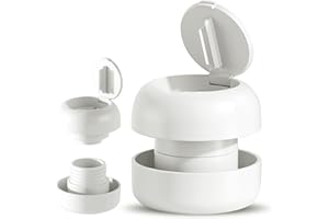 Dzmuero Cortador de Pastillas, Partidor de Pastillas, Machacador de Pastillas Portátil 2 en 1, Cortador Multifuncional para Pastillas Pequeñas y Grandes, para Viajes y Uso Diario (blanco)