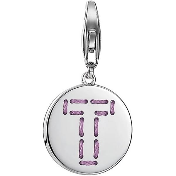 ESPRIT Damen-Charm 925 Sterling Silber Halskette – Rhodinierte Letter Fabric