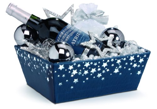 10 Stück Präsentkorb, Geschenkekorb, Wellpappkorb – Sternenregen saphir (blau) klein - 3