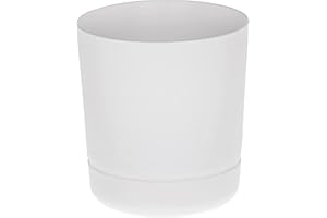 SPARKLE PLANTS Satina Indoor Plant Pots– 5 Sizes, 10 Colours, Modern Planter with Drainage Holes & Matching Saucer – Durable Lightweight Composite Flower Pots for Houseplant (25 cm, White)