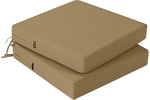 ‎PRIMEPATIO PRIMEPATIO Stuhlkissen für den Außenbereich 2er-Set, wasserdichte Sitzkissen für den Außenbereich, farbechte Terrassenstuhlkissen mit Bändern, Terrassenmöbel, Gartensofa, 40x40cm, Taupe
