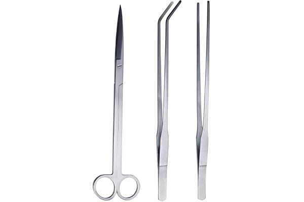3 Pack Aquarium Kit Outil Accessoires, Outils d'Aquarium en Acier Inoxydable, Poisson Starter Kits Réservoir Eau Plante Pinces Ciseaux Outils pour Poissons et Plantes d'Aquarium