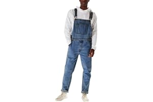 Pejihota Hombre Mono Denim Bib Mono Negro Cartas de la Moda Ropa de Trabajo Ajustable Slim Fit Jumpsuit con bolsillos