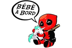 Sticker BÉBÉ A BORD - Baby deadpool et la licorne