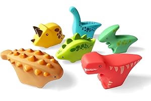 JAYSRIS Giocattoli da Bagno Dinosauro Senza fori-6PCS,Giocattoli da Bagno Morbidi per Bambini, Giocattoli da Bagno Dinosauro di apprendimento della Vasca da Bagno e Giocattoli da Bagno per i Bambini.