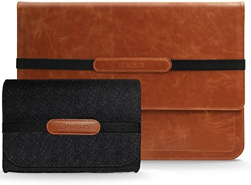 AUAUA MacBook Air/ MacBook Pro/ Pro Retina 13-13.3 Inch Leather Sleeve Case Laptop Cover（34cm×24cm×1cm）