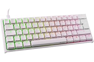 Ducky One 2 Mini Teclado Gaming Mecanico TKL, Teclado RGB Retroiluminado con Cherry MX Blue Switches, Teclado Mecanico 60% con Conector USB C, Teclado con Cable Desmontable, Blanco
