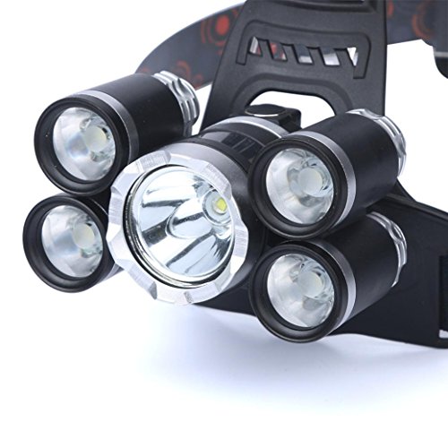 1 pcs Headlamp Scheinwerfer ❤️ sunnymi 35000LM 5x T6 LED Scheinwerfer Kopf Licht Lampe (Schwarz)