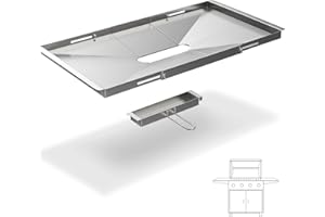 DGD Fettschale für Gasgrill – verstellbare 61-76,2 cm Universal-Tropfwanne Dyna Glo Grill Ersatzteile, für Nexgrill, Expert Grill, Kenmore, BHG und mehr, Edelstahl-Grillwanne Ersatzteile