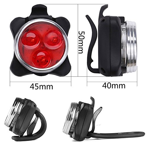 Silber LED Fahrradbeleuchtung Set USB Wiederaufladbare LED Fahrradlicht Set LED Frontlichter Frontlich und Rücklicht - 5