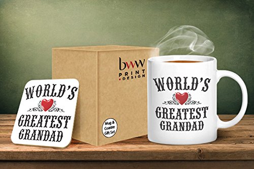 BWW Print - World's Greatest Grandad - Mug & Coaster Gift Set