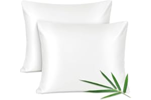 Joyhabit Bambus Kissenbezug 80x80cm, 100% aus Rein Natur, Weich und Seidig für Baby, Vegan und Umweltschützer, Zweier Pack, Schneeweiß