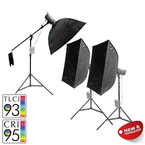 PIXAPRO® LED100D MKII+ Three Head Boom Kit With Softbox Daylight LED Continuous Studio Video Interview Film Light Bowens S-Type Fit Remote Dimmable Video Continuous Constant Light Green Screen Film Marketing Movie Lighting Still Life Portrait (Improved Colour) CRI>94 *2 Year UK Warranty *Fast Delivery *UK Stock *VAT Registered … (Three Head Boom Kit, With Softbox)