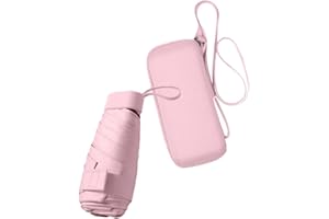 Ruspela Faltbarer Reise-Regenschirm, kleiner, kompakter Regenschirm für Sonne und Regen, winddichter UV-Regenschirm mit Reißverschluss-Etui für Frauen und Mädchen, aprikose