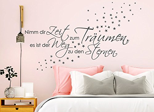 Wandora G003 Spruch Schlafzimmer Nimm dir Zeit zum Träumen… + Sterne Wandaufkleber Wandsticker schwarz (BxH) 100 x 30 cm - 4
